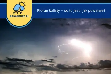 Jasne niebo z piorunem kulistym w tle. Logo RADARBURZ.PL i tytuł "Piorun kulisty – co to jest i jak powstaje?".